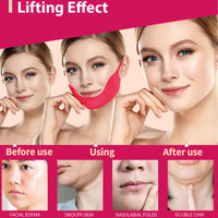 APPTI V Shape Face Mask, Firming Facial Mask Double V Line Lifting Mask for Women Men Red 6 Pieces