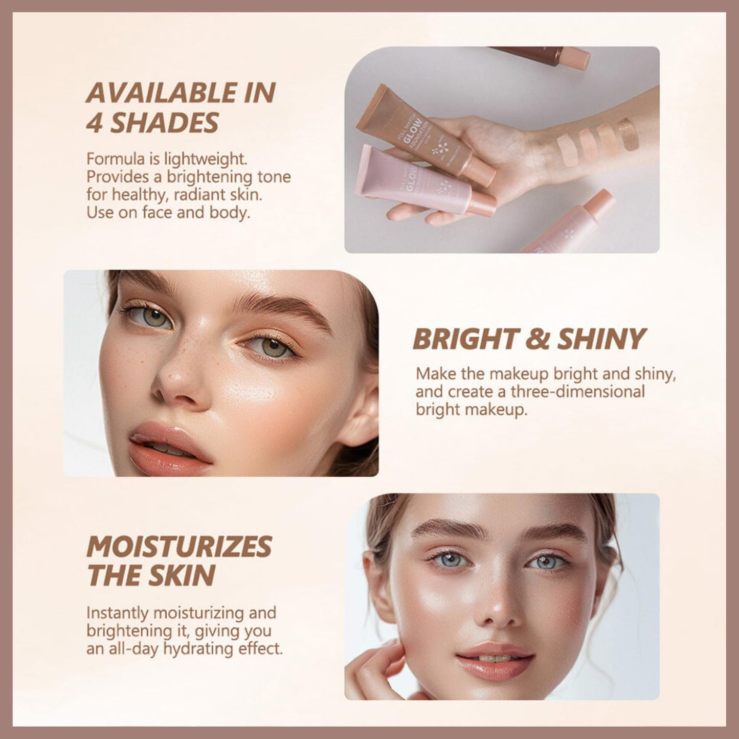 SHEBEEDO Natural Glow Illuminator Glotion,True Match Natural Glow Enhancer,Bronzing Drops Makeup Highlighter For Radiant,Hydrating Moisturizing Highlighter Lightweight Base For Face & Body,Medium