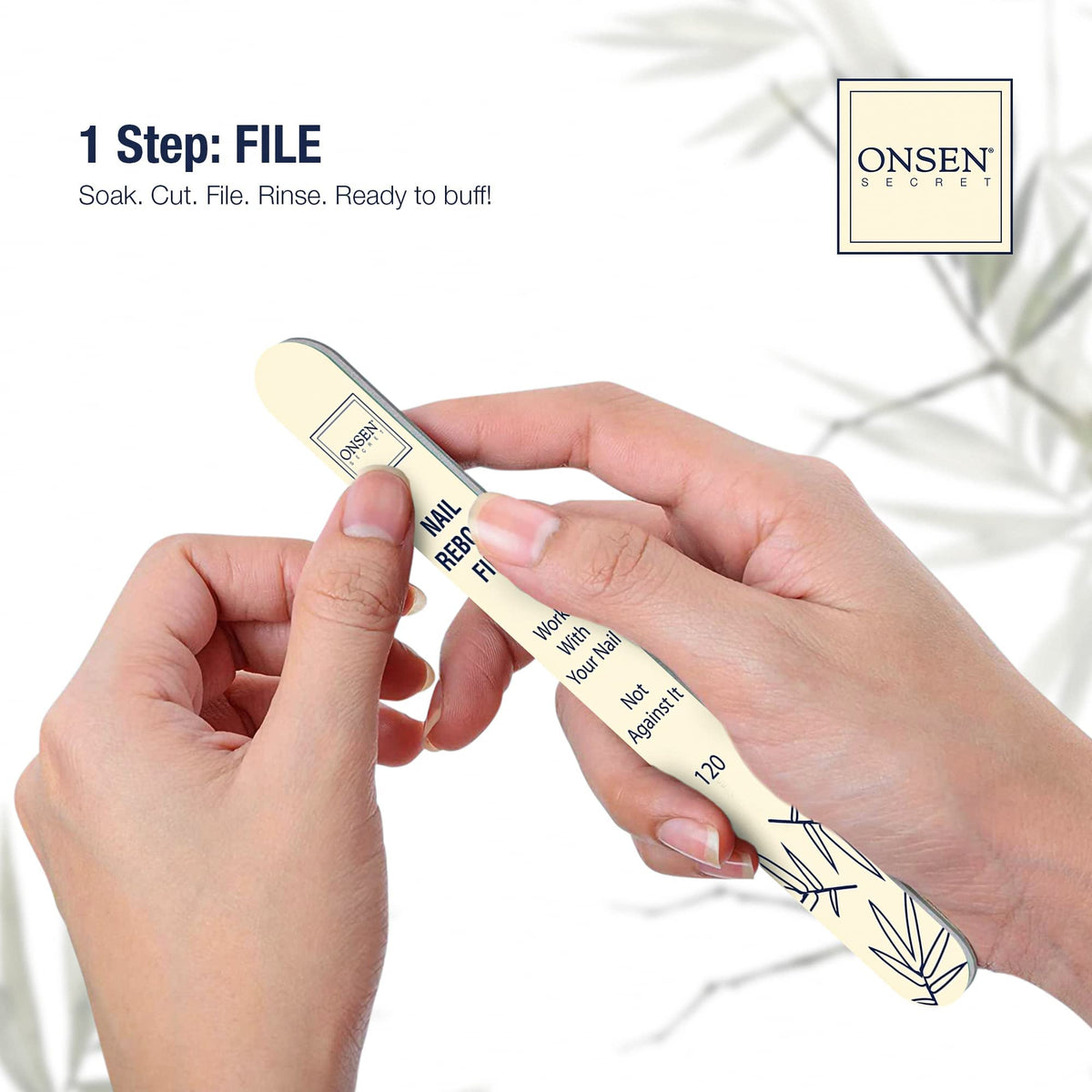 Onsen Secret Ultimate Nail Reboot Kit - Professional Nail File and Buffer, 3-Way Block w/Replacement Pads, Nail Strengthening Cuticle Cream, Reboot Oil & Anti Aging Hand Lotion