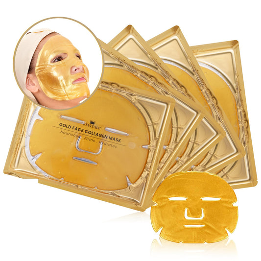 Revitale 24K Gold Face Mask (5 Pack) - Hydrating & Nourishing Sheet with Collagen and Natural Extracts for Radiant, Moisturised Skin