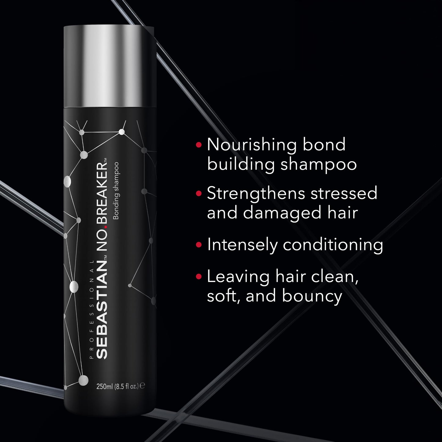 SEBASTIAN Sebastian Professional No.Breaker Bonding Shampoo, Strengthens Damaged Hair, Intense Conditioning, For Soft, Bouncy Hair, 250 ml