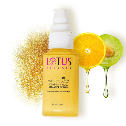 Lotus Herbals Whiteglow Vitamin C And Gold Radiance Face Serum | For Dull & Dry Skin | Brightening & Hydrating | 30ml