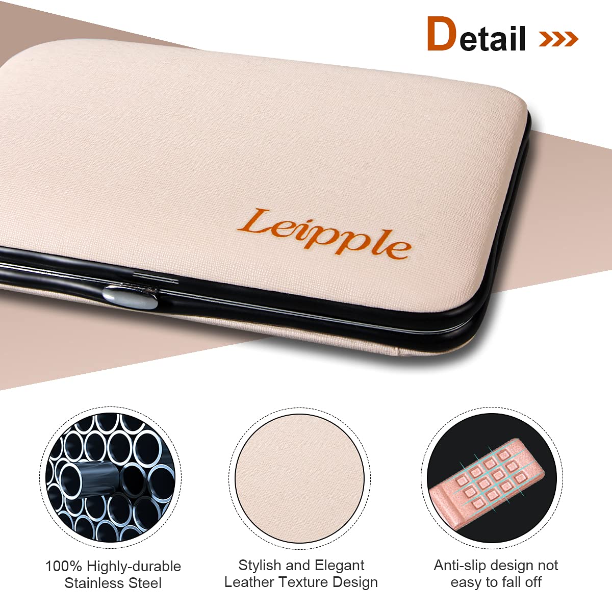 Leipple Manicure Set Professional Pedicure Nail Clippers Kit - 18 pcs Nail Care Tools - Grooming Kit with Luxurious Upgraded Travel Case (Beige/Pink)
