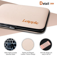 Leipple Manicure Set Professional Pedicure Nail Clippers Kit - 18 pcs Nail Care Tools - Grooming Kit with Luxurious Upgraded Travel Case (Beige/Pink)