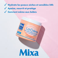 Mixa Intensif - Crème Visage, Corps, Mains - Pour Peaux Sèches & Sensibles - Huiles 100% Végétales - 400 ml