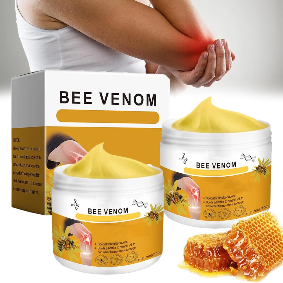 ALLILUYAA 2PCS Fatong Bee Venom Pain-Relief Cream, Bee Venom Cream For Arthritis, Bee Venom Cream For Back, Neck, Hands Arthritis