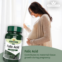 Natures Aid Folic Acid 400mcg – Supports Prenatal Health, Red Blood Cell Formation, DNA Synthesis – Vegan, Non-GMO, Gluten-Free – High Potency Natural Supplement – 90 Tablets