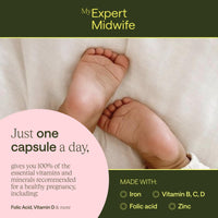 My Expert Midwife All in One Pre-Conception & Pregnancy Women's Vegan Supplements, 12 Essential Prenatal Vitamins & Minerals, 60 Capsules, 2 Months Supply