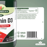 Natures Aid Super Strength Vitamin D3 4000iu, 60 Tablets