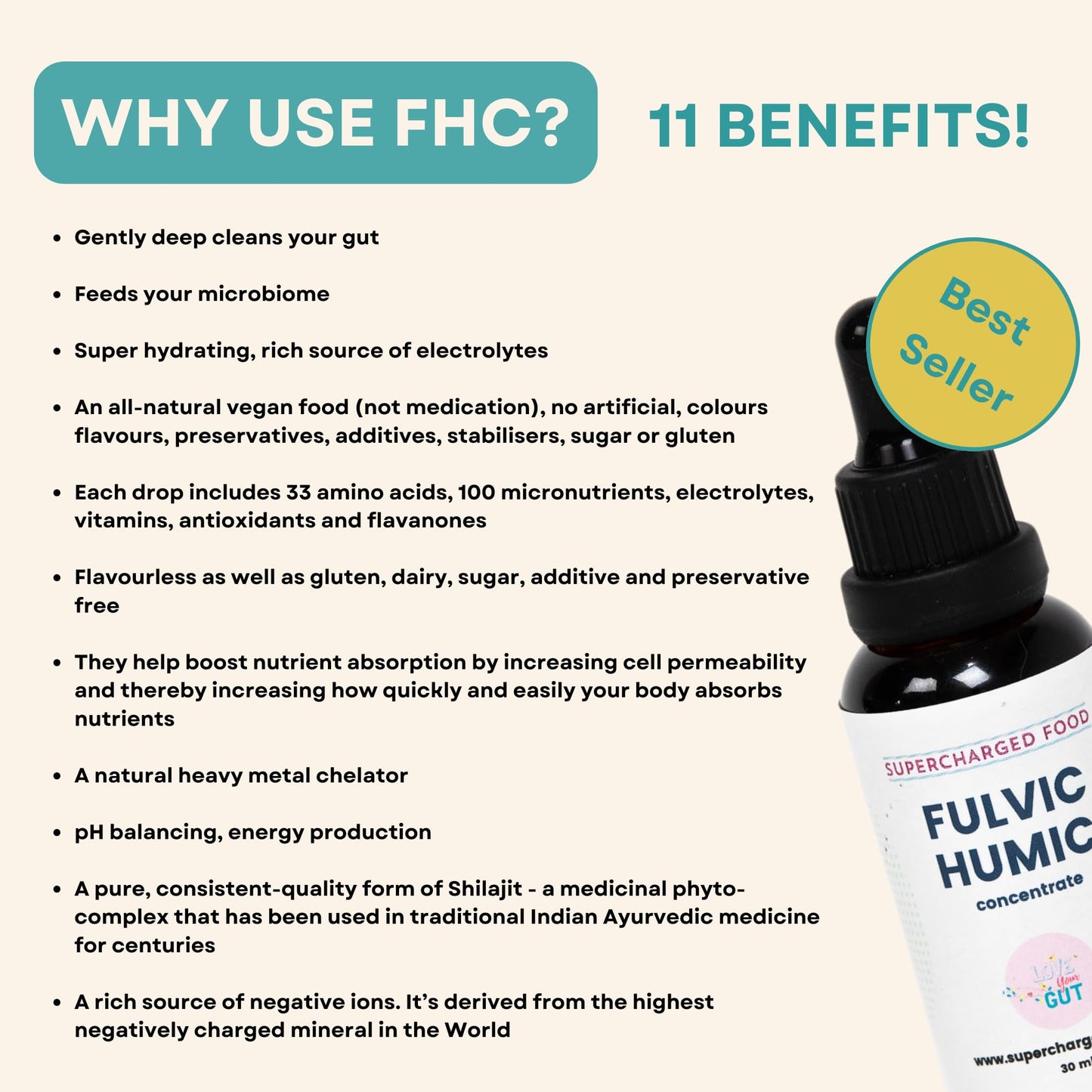 Supercharge Your Gut Love Your Gut Fulvic Humic Concentrate Drops, by Supercharged Food (30ml)