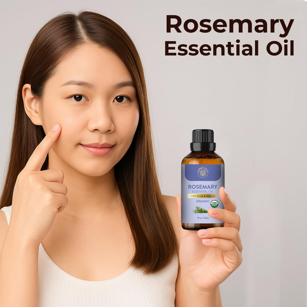 Carno Calm Organic Rosemary Essential Oil 30ml – 100% Pure & Natural | Therapeutic Grade Rosemary Oil for Hair Growth, Skin, Aromatherapy & Diffuser – 1 fl oz