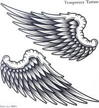 SquarezhenBo 1Pair Black Large Temporary Tattoo Sticker for Women Men Angel Wings Non-Toxic Waterproof Size 21cm x 22cm Temporary Tattoos (Beauty)