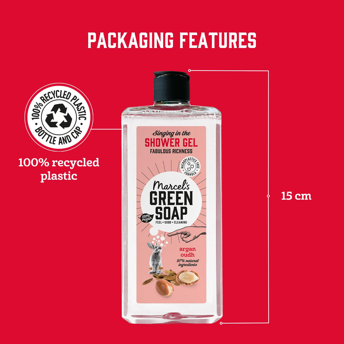 marcel's green soap Marcel's Green Soap - Shower gel - Argan & Oudh - Microplastic-free – Paraben Free - 100% recycled plastic bottle - 99% biodegradable - 100% vegan