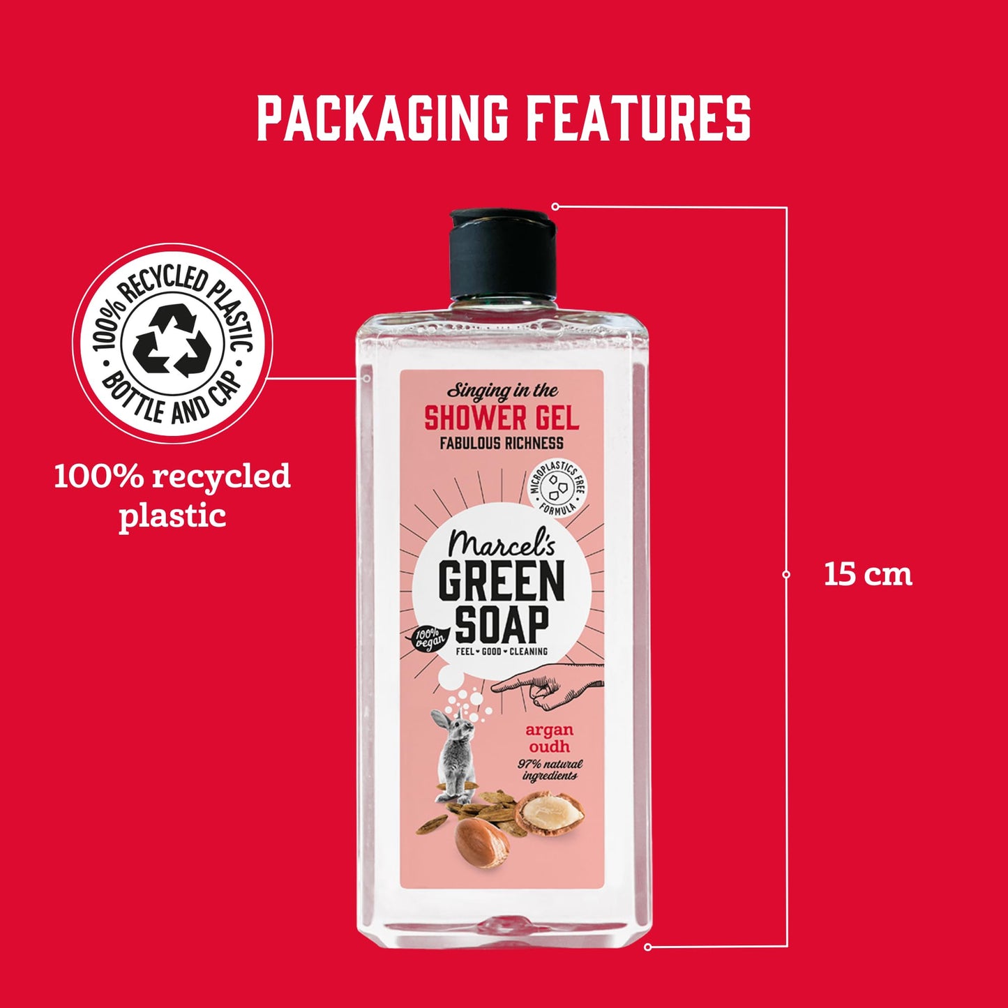 marcel's green soap Marcel's Green Soap - Shower gel - Argan & Oudh - Microplastic-free – Paraben Free - 100% recycled plastic bottle - 99% biodegradable - 100% vegan