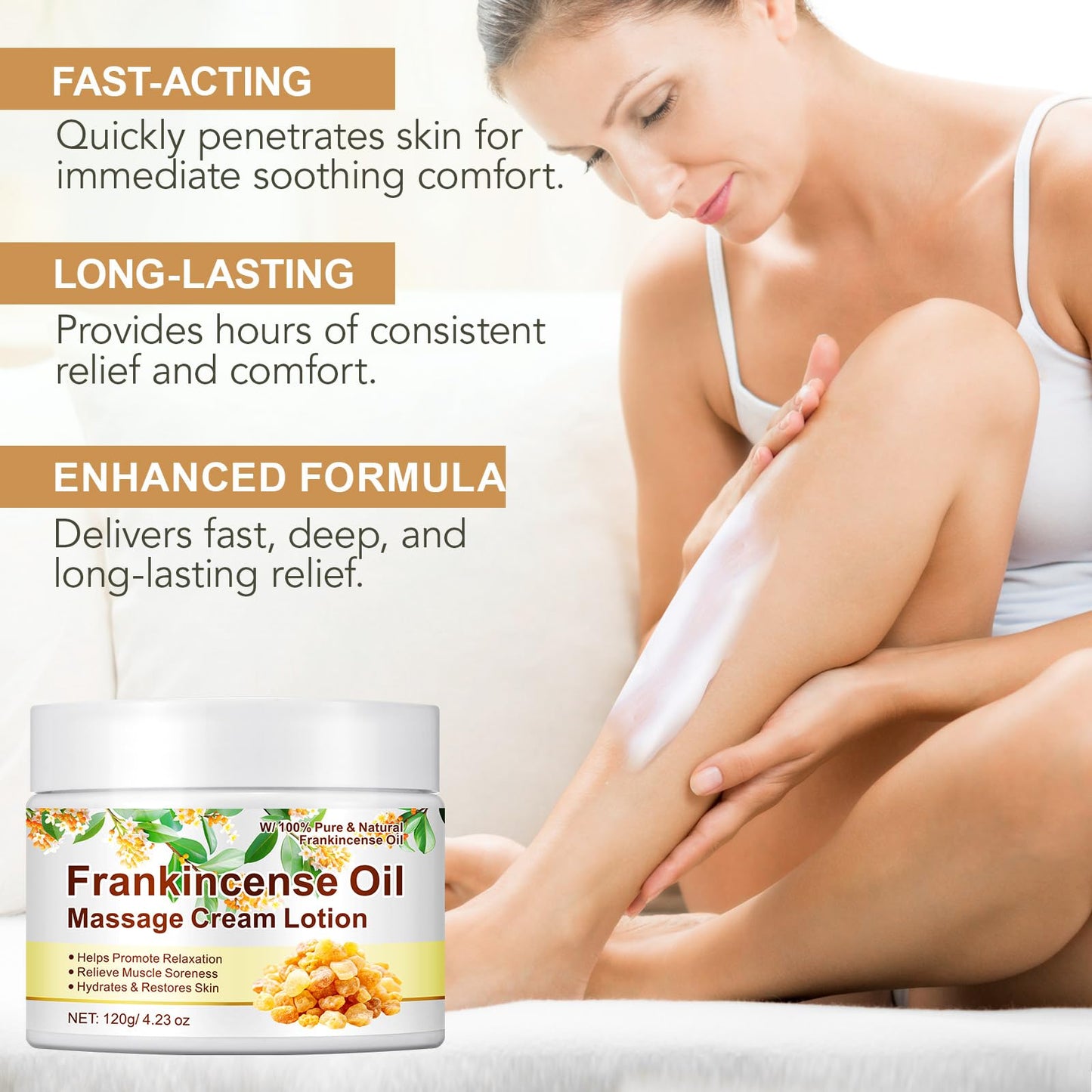 ACYAHAOCA Frankincense Oil Massage Cream, Frankincense Balm with Vitamin E, Hydrates & Restores Skin, Enhance Skin Elasticity, Frankincense Cream for Sensitive Skin, Dry Skin 120g