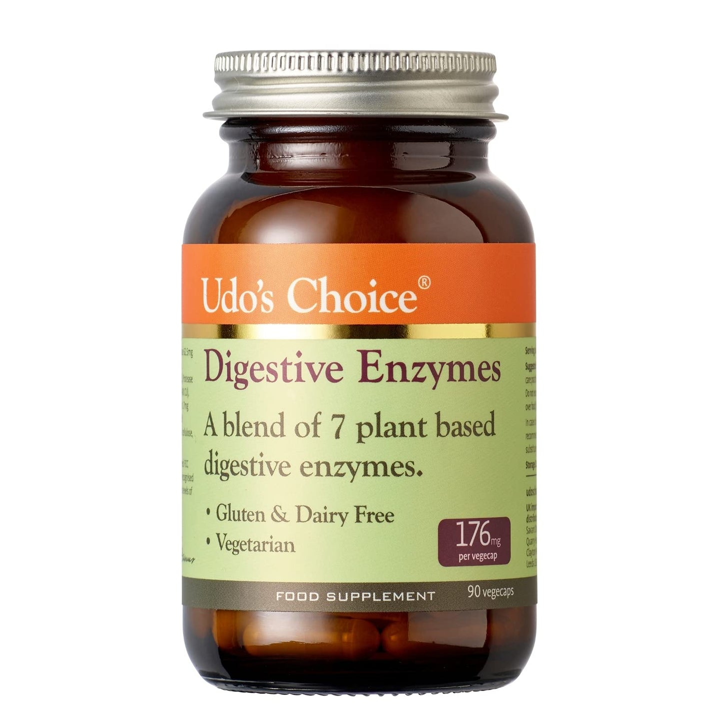 Udo's Choice Digestive Enzymes - 7 Plant Based Digestive Enzymes - Optimise The Absorption & Use of Nutrients - Vegetarian, Gluten Free & Dairy Free - 90 Vegecaps - One a Day