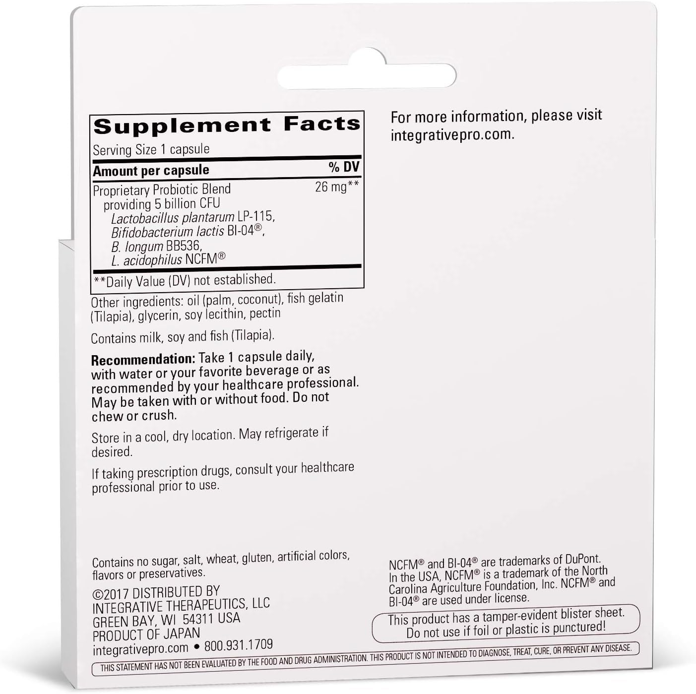 Integrative Therapeutics Probiotic Pearls Advantage - Gut Health Support* - Daily Digestive Support with Lactobacilli & Bifidobacteria* - Non-Refrigerated - True Delivery Technology - 60 Capsules