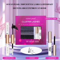 ocean pearl Ocean Pearl Cluster Lashes Kit 320PCS Individual Eyelashes 40D+50D+100D Eyelash Extension Kit 11-20mm False Eyelashes DIY Lash Extension Natural Lash Clusters with Super Bond&Seal&Remover&Tweezer-100D