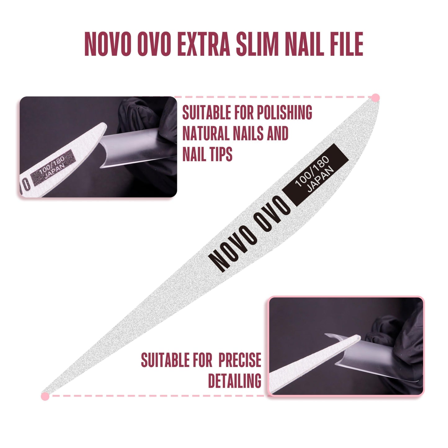 NOVO OVO Upgraded NON-STICKY Polygel Solution Procedure Set, White and Pink non-sticky Poly Gel, Dual-Ended Nail Pen, Extra Slim Nail File, Easy to Use Together with Toe or Hand Nail Dual Forms
