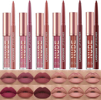 LANGMANNI 6 Matte Lipstick with 6 Lipliners Durable Lip Gloss,Long-Lasting&Waterproof Non-Stick Cup High Pigmented Velvet Lipgloss Kit,Beauty Cosmetics Gift for Girls(12PCS)