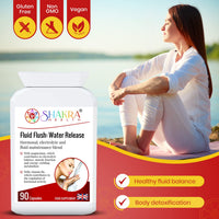 SH SHAKRA HEALTH Fluid Flush: 90 Capsules for Water Balance & Bloating Relief. Supports Natural Fluid Flow, Hormone Harmony & Weight Management Goals | Plant-Based Formula