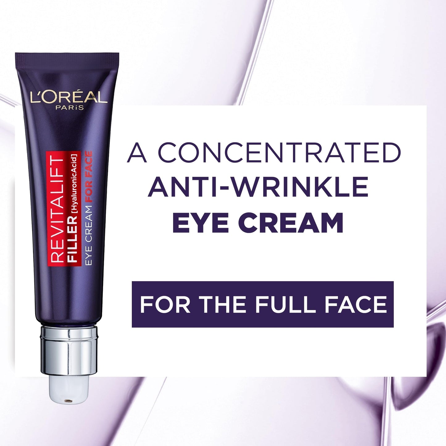 L'Oreal Paris Revitalift Filler Eye Cream For Face Moisturing cream, Efficacy & Safety of eye-cream, for the full face, Formulated with Hyaluronic Acid, to Deeply Hydrate and Visibly Replump, 30ml