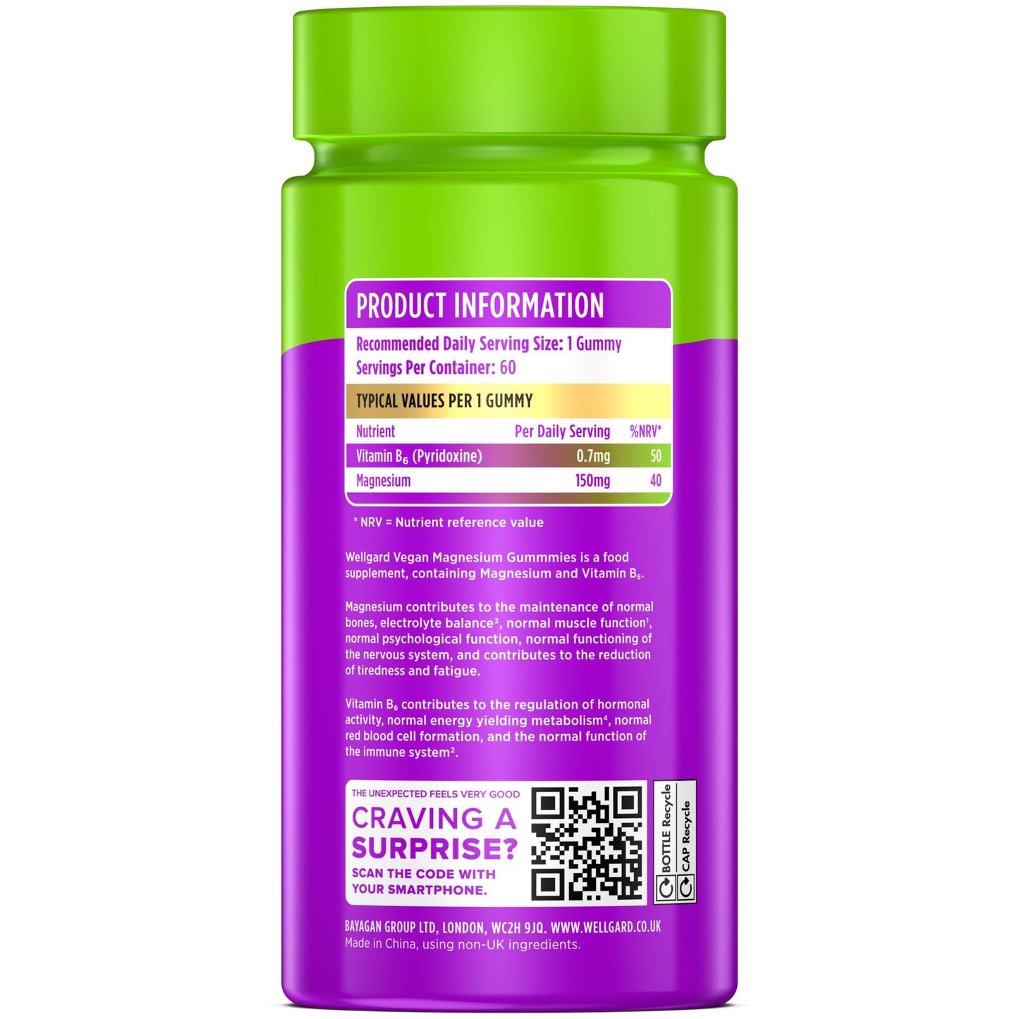 Wellgard Vegan Kids Magnesium Gummies – Delicious Gummies for Energy, Electrolyte Balance, Bones, Muscles & Better Quality of Sleep