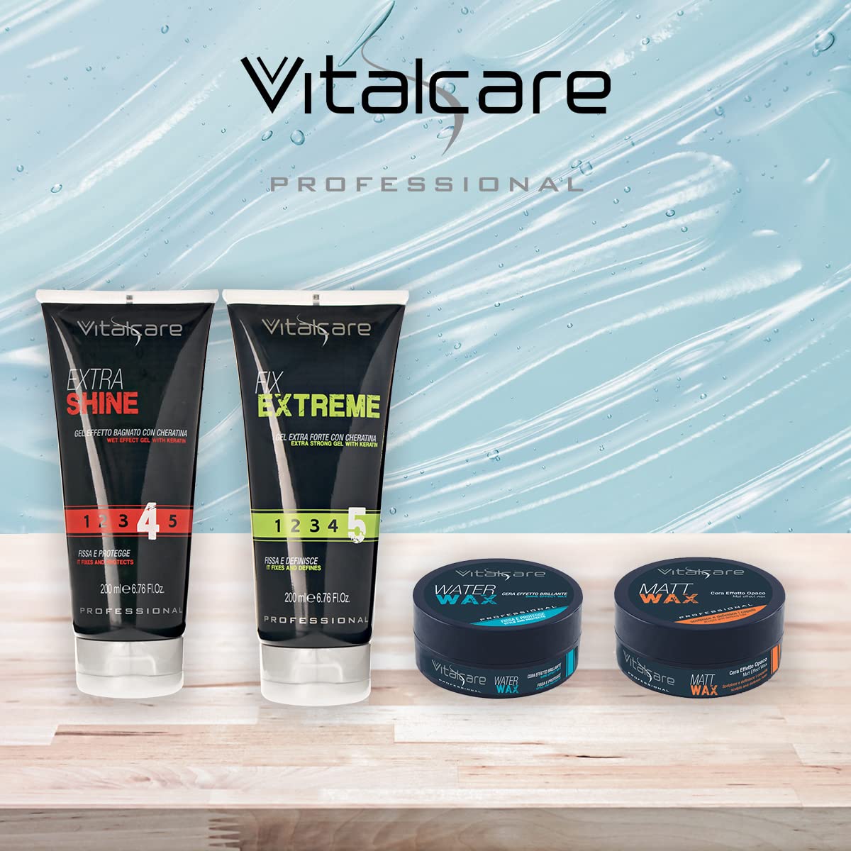 Vitalcare | Fix Extreme - Extrastrong Gel, Gel with Strong Fixing, Fixes and Defines Hair, Gel for Men with Keratin, Leaves No Residue, 200 ml