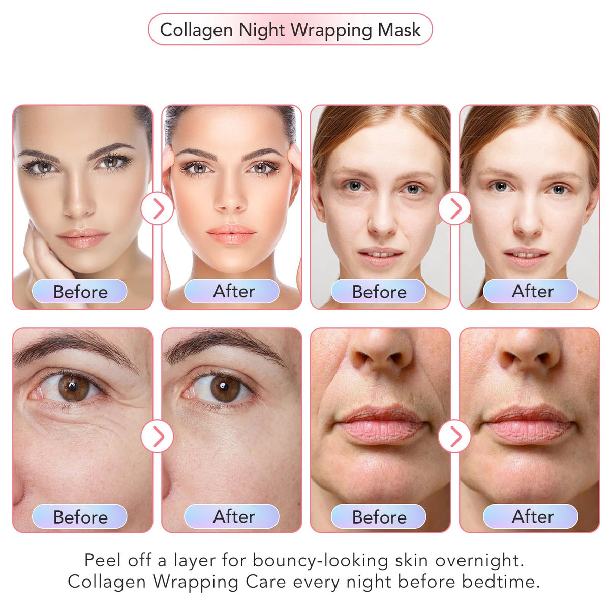 WELOSUER Collagen Night Wrapping Mask 75ml, Collagen Face Mask, Overnight Sleeping Mask with Hydrolysed Elasticity Visible Improved, for Dry & Dehydrated Skin, Reduce Skin Sagging & Dullness