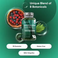WeightWorld Super Green Gummies | 90 Vegan Multivitamin Gummies | Blend of 8 Botanicals | with Vitamin B12, B3, B6, B5 & Folic Acid | Added 1.5mg Zinc | Gluten-Free Greens Supplement