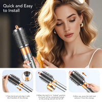SAZIKA Large Round Volumizing Brush for Dyson Airwrap Styler, Nickel/Copper Big Round Brush Volumizer Attachment for or Dyson Airwrap HS01 HS05 HS08, Smooth Hair,Volumizing and Curly Styling