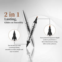 L0famy 2 In 1 Eyebrow Pencil, Double Headed Eyebrows Pen With 4-Fork-Tip & Precise Brush-Tip, Long-lasting & Waterproof Eyebrow Pencil And Eyeliner