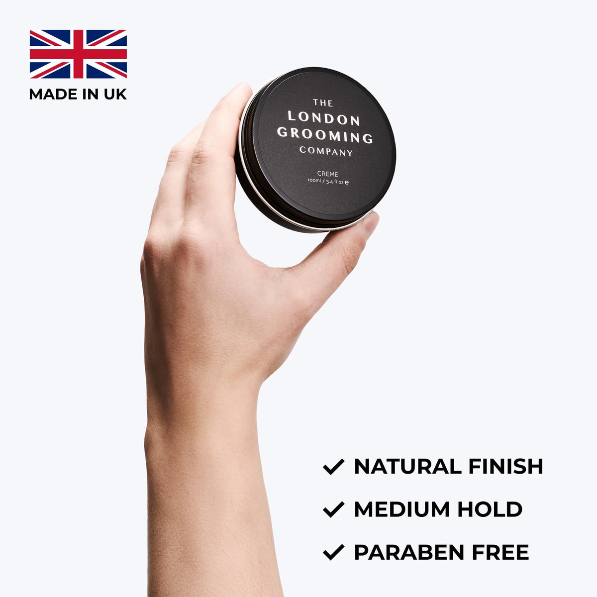The London Grooming Company Hair Creme For Men | Medium All-Day Hold | Natural Finish | Easy to Wash Out | 50ml (1.7 Fl Oz)