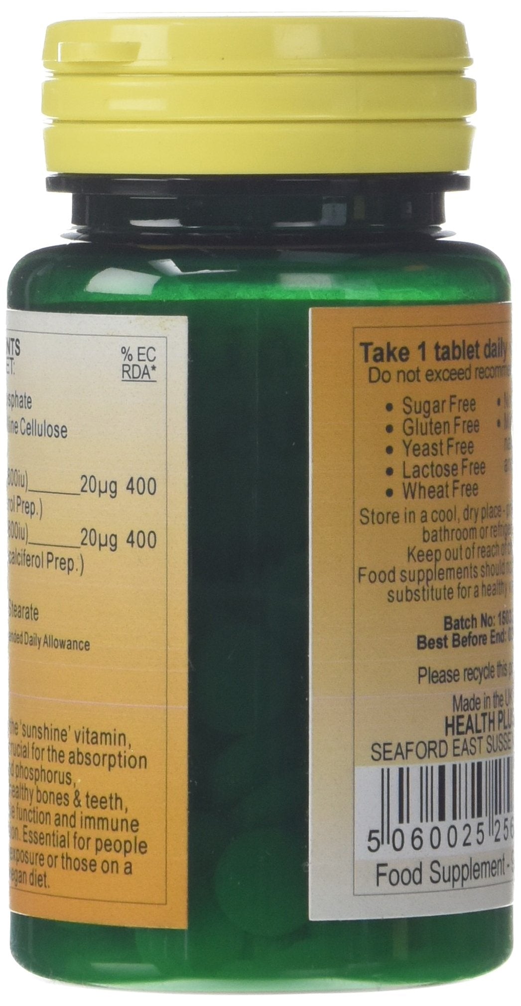 Health Plus Vitamin D Complex 1600iu (40µg) : Vitamin D Supplement : 90 Tablets