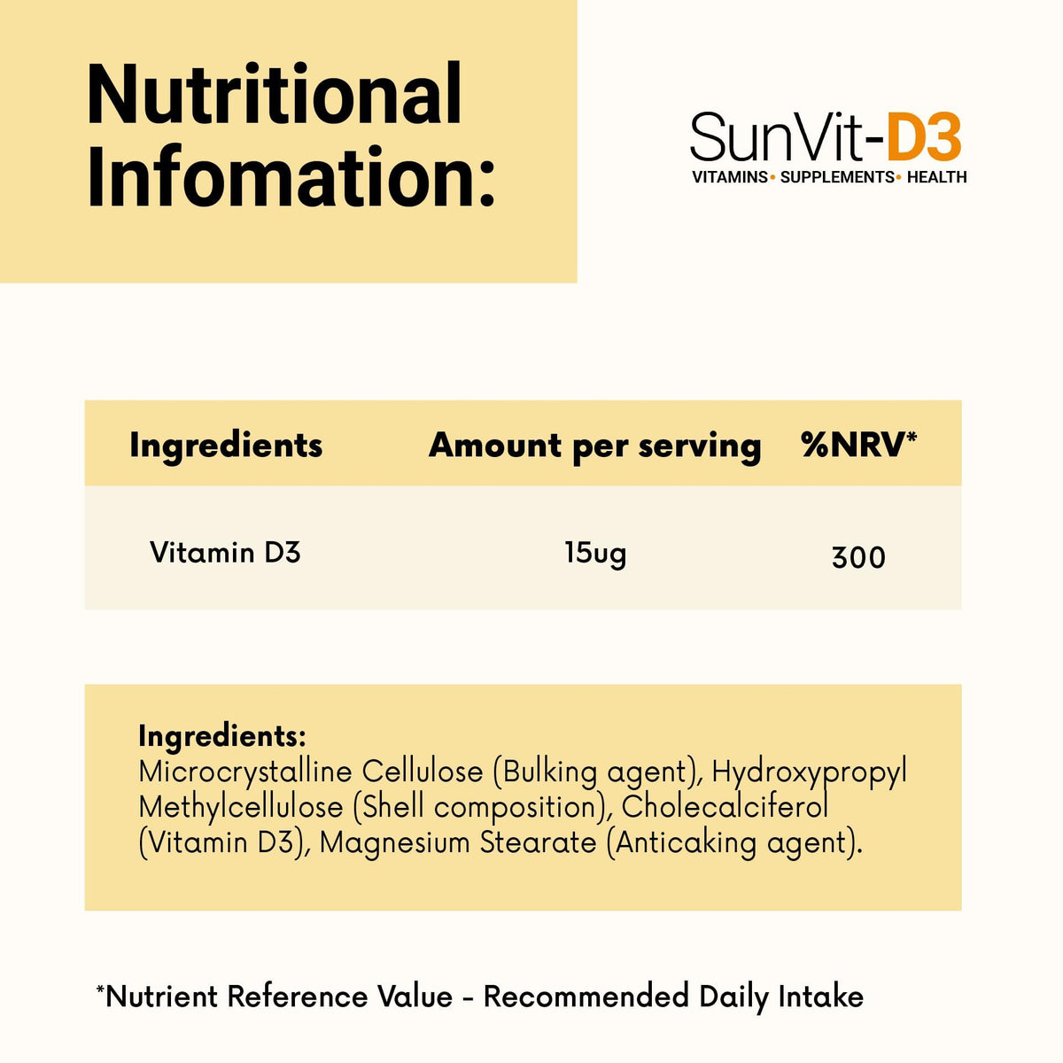 SunVit-D3 Vitamin D 600 IU - Cholecalciferol Vitamin D Capsules Support the Maintenance of Bone, Teeth, Muscle & Immune System | Made in UK & GMP Approved - D3 Vitamins 60 Convenient