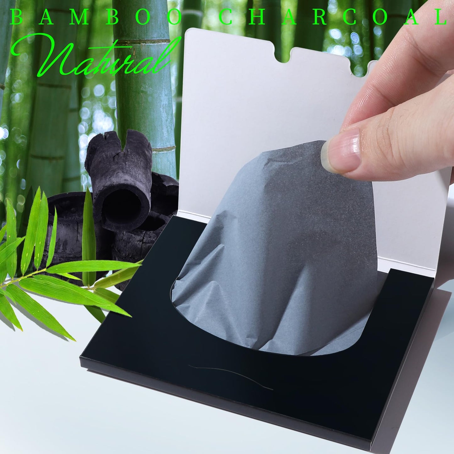 Teenitor Blotting Paper for Oily Skin, 200 Sheets Natural Bamboo Charcoal Oil Blotting Sheets for Face, Oil Absorbing Sheets Cosmetic Blotting Paper for Wen Women, Oil Control Film, Large 7cm x 10cm