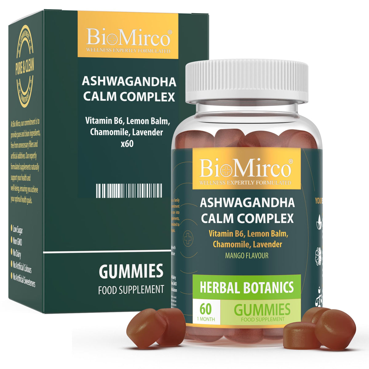 Bio Mirco Ashwagandha Gummies, High Strength, Calm Complex, Ashwaganda Gummy Cortisol Reducing Supplements, Vitamins for Stress & Anxiety Relief, Emotional Balance, Mood Support, Sleep Gummies for Adults, Vegan