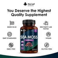 Sea Moss Tablets Extract High Strength 4000mg - Sea Moss Supplement 120 Tablets (not sea moss capsule) High Potency - UK Made - Vegan - Non GMO