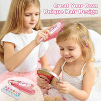 JoyJoyful Gifts 5 6 7 8 9 10 Year Old Girls, Hair Gem Stamper Kit Toys for Girls Age 6-12, Kids Hair Accessories Birthday Presents, DIY Hair Styling Tool with Reusable Shining Diamonds