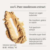 KIKI HEALTH KIKI Health Organic Maitake Extract Mushroom Powder | Antioxidants Rich Superfood for Immune System Support | Real Fruiting Bodies Extract Supplement | Vegan, Gluten-Free, Non-GMO - 50g