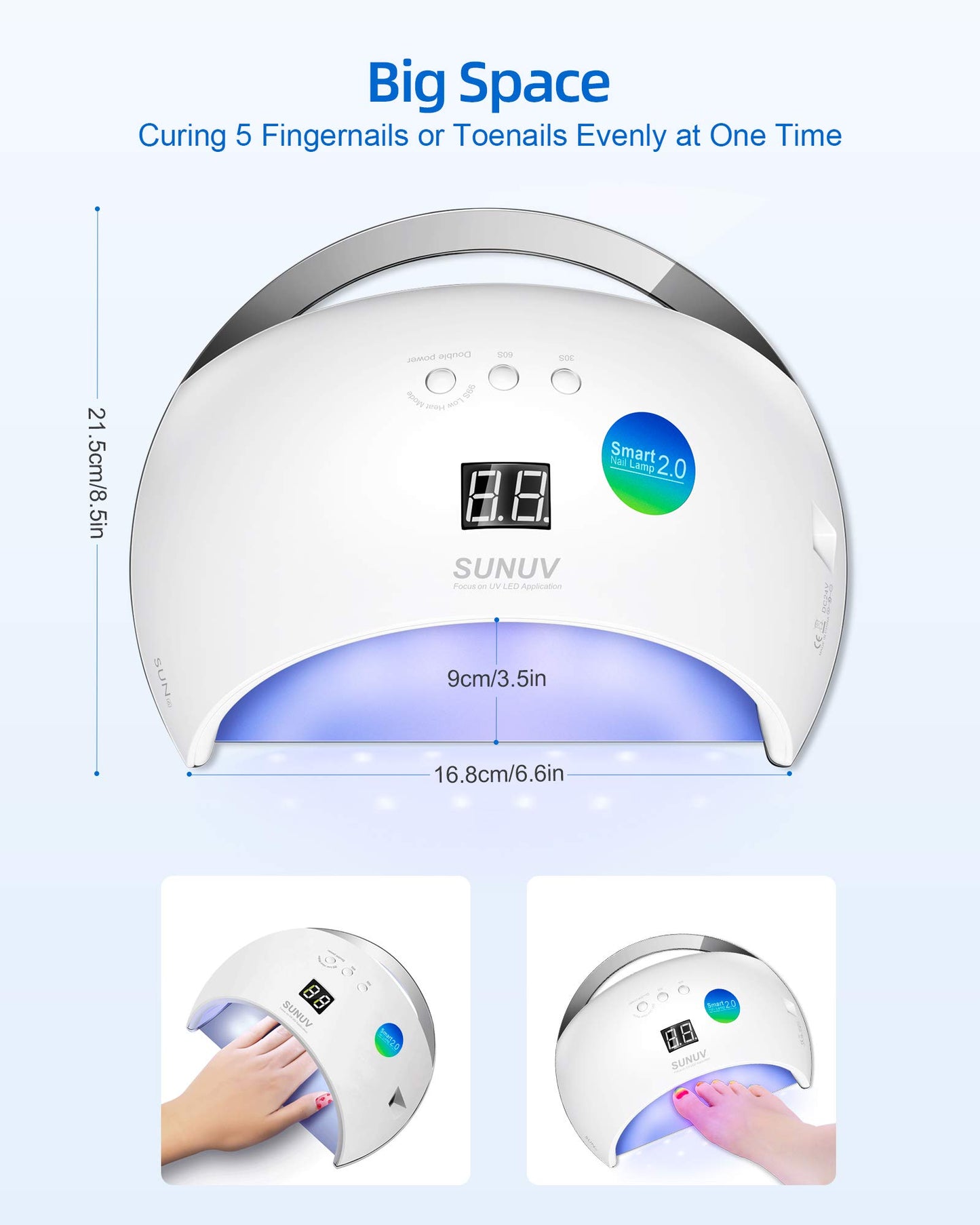 UV LED Nail Lamp, SUNUV 48W Gel Nail Polish Dryer with 30/60/99S Timer Sensor Removable Bottom Tray for Home and Salon