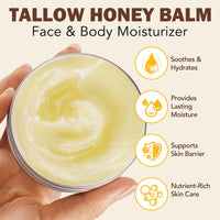 CTUBLIAUNX Tallow Honey Balm - Natural Face Cream with Beef Tallow & Honey for Hydration, Anti-Aging & Dry Skin Repair - Daytime Moisturizer for Women & Men