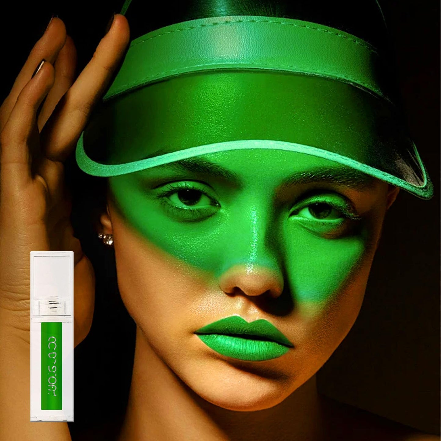 Matte Green Liquid Lipstick Long Lasting Waterproof Full-coverage Green Lip Gloss, Highly Pigmented Sweat-proof Face Body Paint for Christmas Easter Cosplay Makeup for Women
