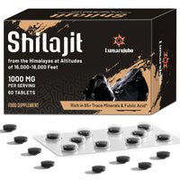 Lumarejebo Shilajit Tablets 30,000mg, 100% Pure Himalayan Shilajit Tablets (1000mg Per Serving), Rich in 85+ Trace Minerals & 60% Fulvic Acid, for Energy and Immune Support (60 Tablets)