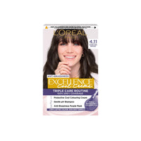 L'Oreal Paris L'Oréal Paris Excellence Cool Crème Permanent Hair Dye, Radiant At-Home Hair Colour with up to 100% Grey Coverage, Pro-Keratin, Up to 8 Weeks of Colour, Colour: 4.11 Ultra Ash Brown