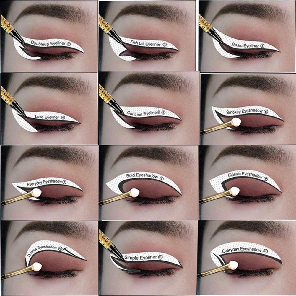 Kagodri Eye Makeup Template Stickers, 24pcs Template Eye Makeup Tools, Nine-tailed Fox Eyeshadow Eyeliner Makeup Tools