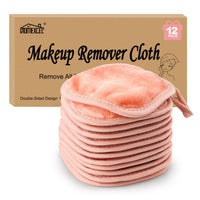 HOMEXCEL 12 Pack Pink Washable Makeup Remover Soft Cloths 12.7x12.7 cm
