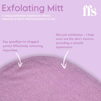 FFS Beauty Double-Sided Exfoliating Mitt - Exfoliating Mitt for Dead Skin, Exfoliating Glove to Unclog Pores & Revive Dull Skin, Tanning Mitt for Sensitive Skin, Body Scrub Glove to Leave Skin Smooth