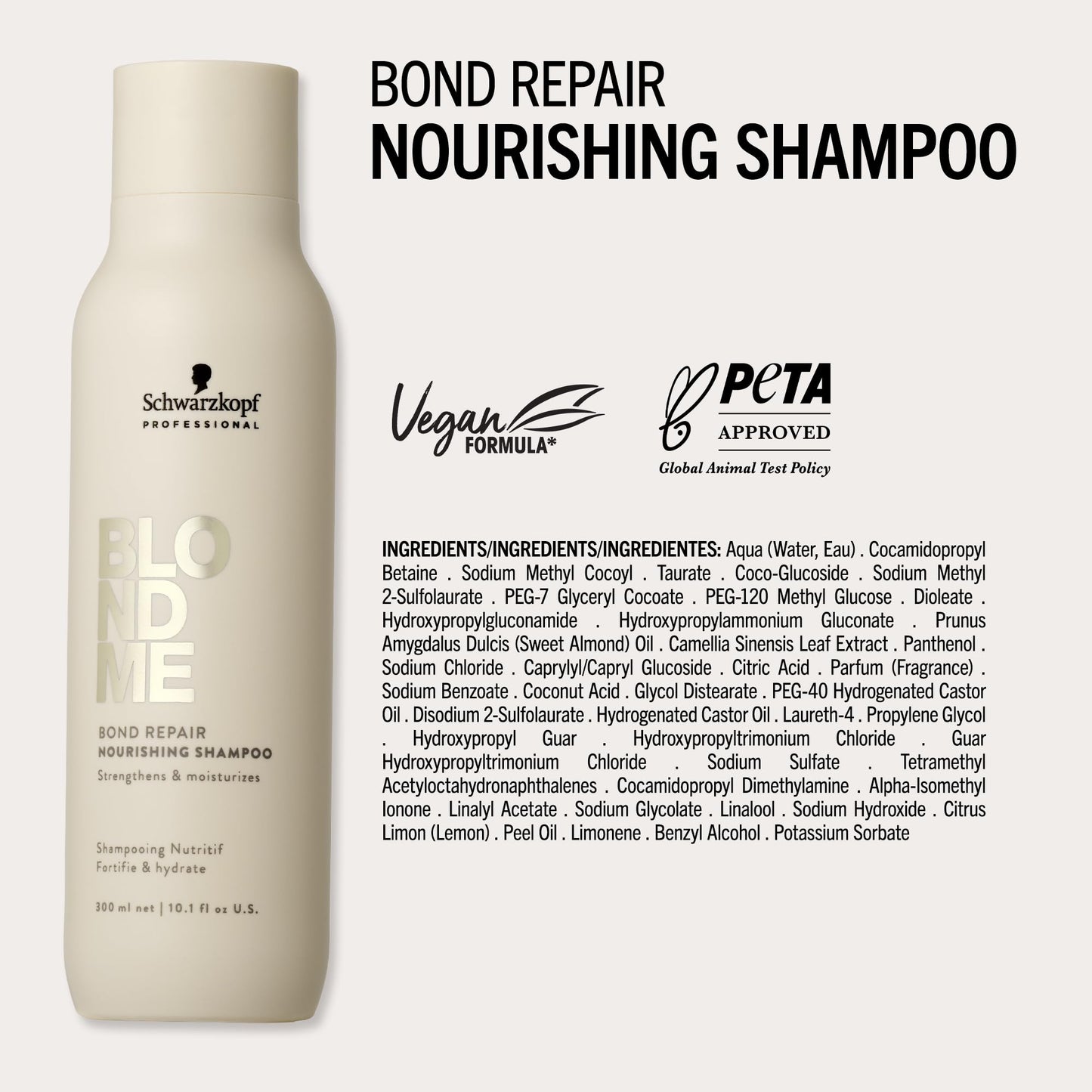 BlondMe Schwarzkopf Professional BLONDME Bond Repair Nourishing Shampoo Hair Shampoo Smoothing Almond Oil White Tea Deeply Nourishing Hydrating And Softening 300 ml