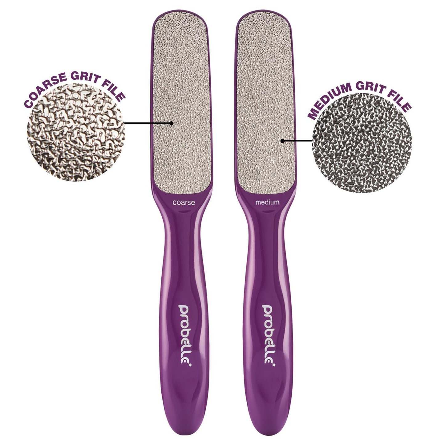 Probelle Double Sided Multidirectional Nickel Foot File Callus Remover - Immediately Reduces calluses and Corns to Powder for Instant Results, Safe Tool (Purple)